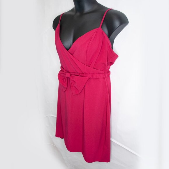 NEW Forever 21 Plus Bow Front Sheath Dress 2X Pink Sleeveless Cocktail Plus M04X - Picture 3 of 7